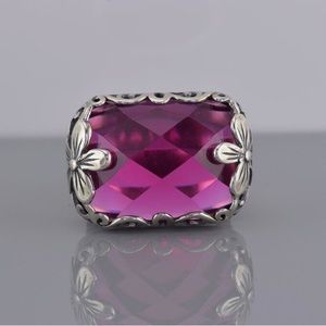 Silpada Sterling Silver Pink Berry Licious R2306 Flower band size 8